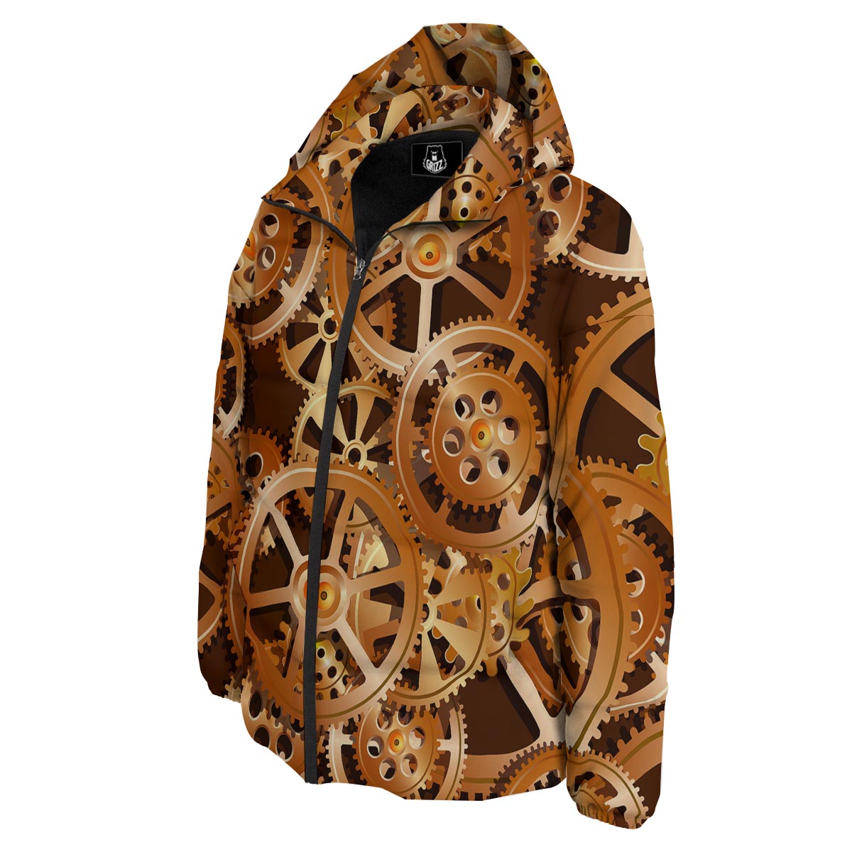 Gears And Steampunk Cogs Print Down Jacket-grizzshop