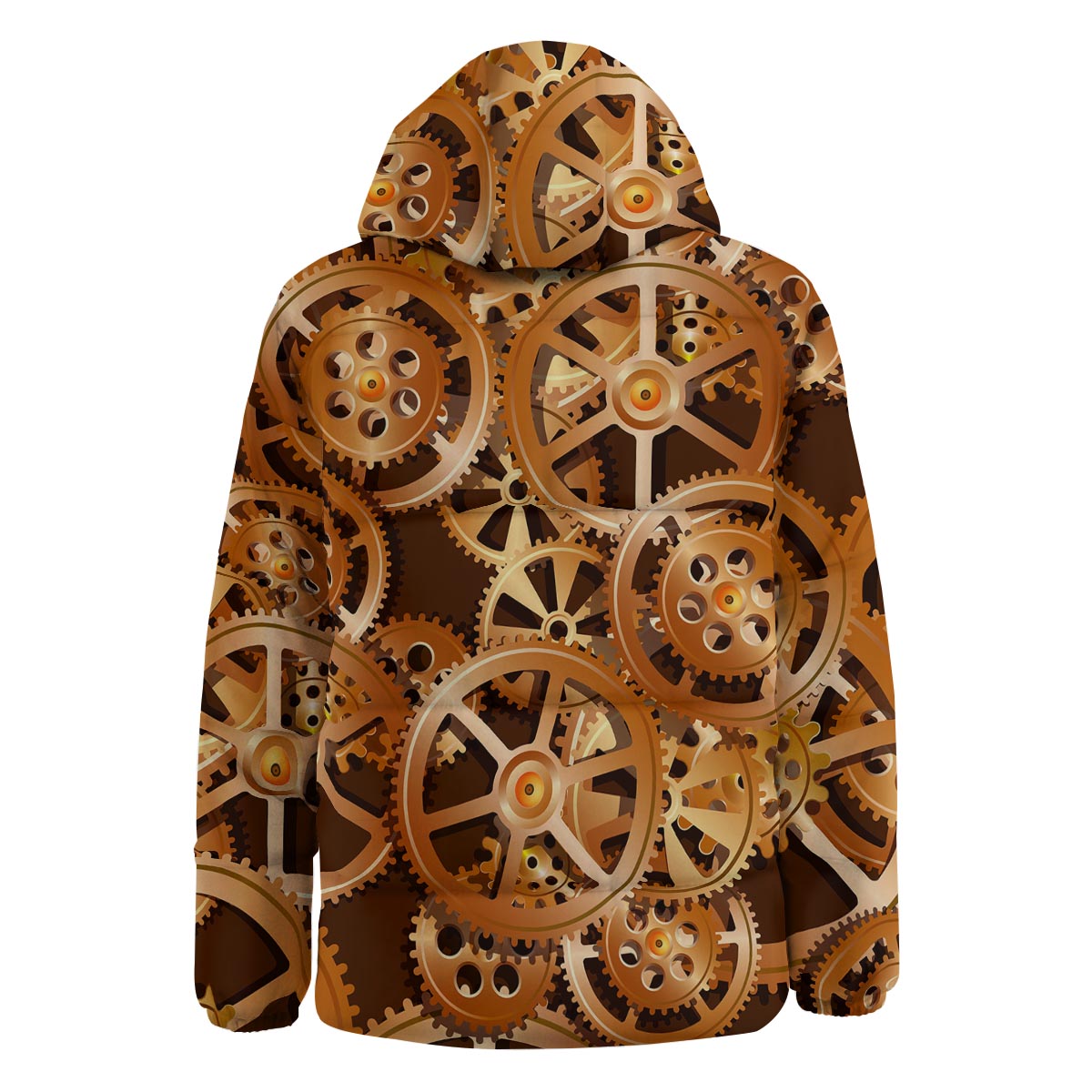 Gears And Steampunk Cogs Print Down Jacket-grizzshop