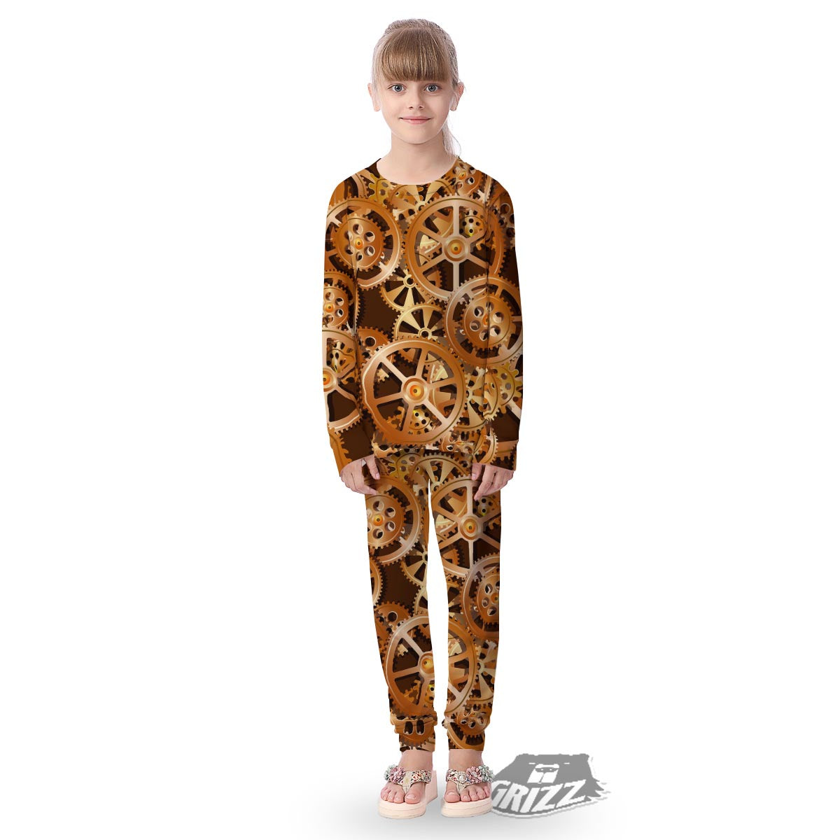 Gears And Steampunk Cogs Print Kid's Pajamas-grizzshop