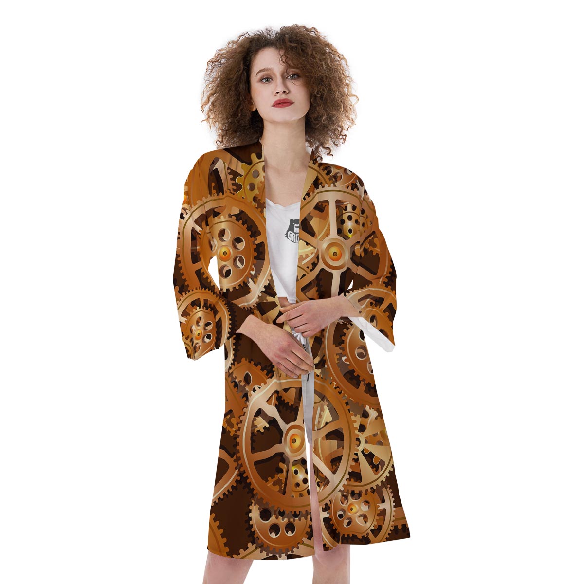 Gears And Steampunk Cogs Print Kimono-grizzshop