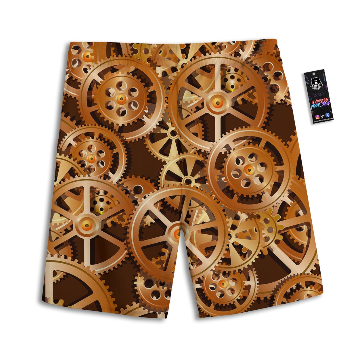 Gears And Steampunk Cogs Print Men's Athletic Shorts