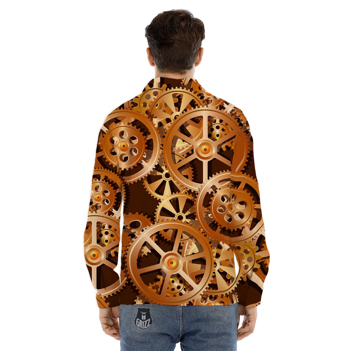 Gears And Steampunk Cogs Print Men's Dress Shirts-grizzshop