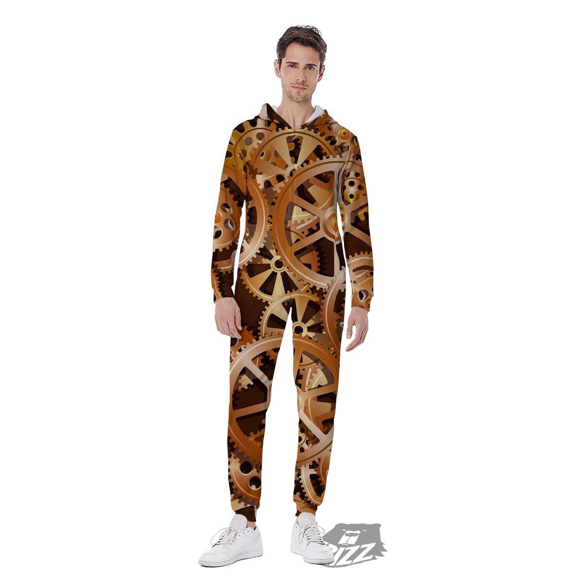 Gears And Steampunk Cogs Print Men's Jumpsuit-grizzshop