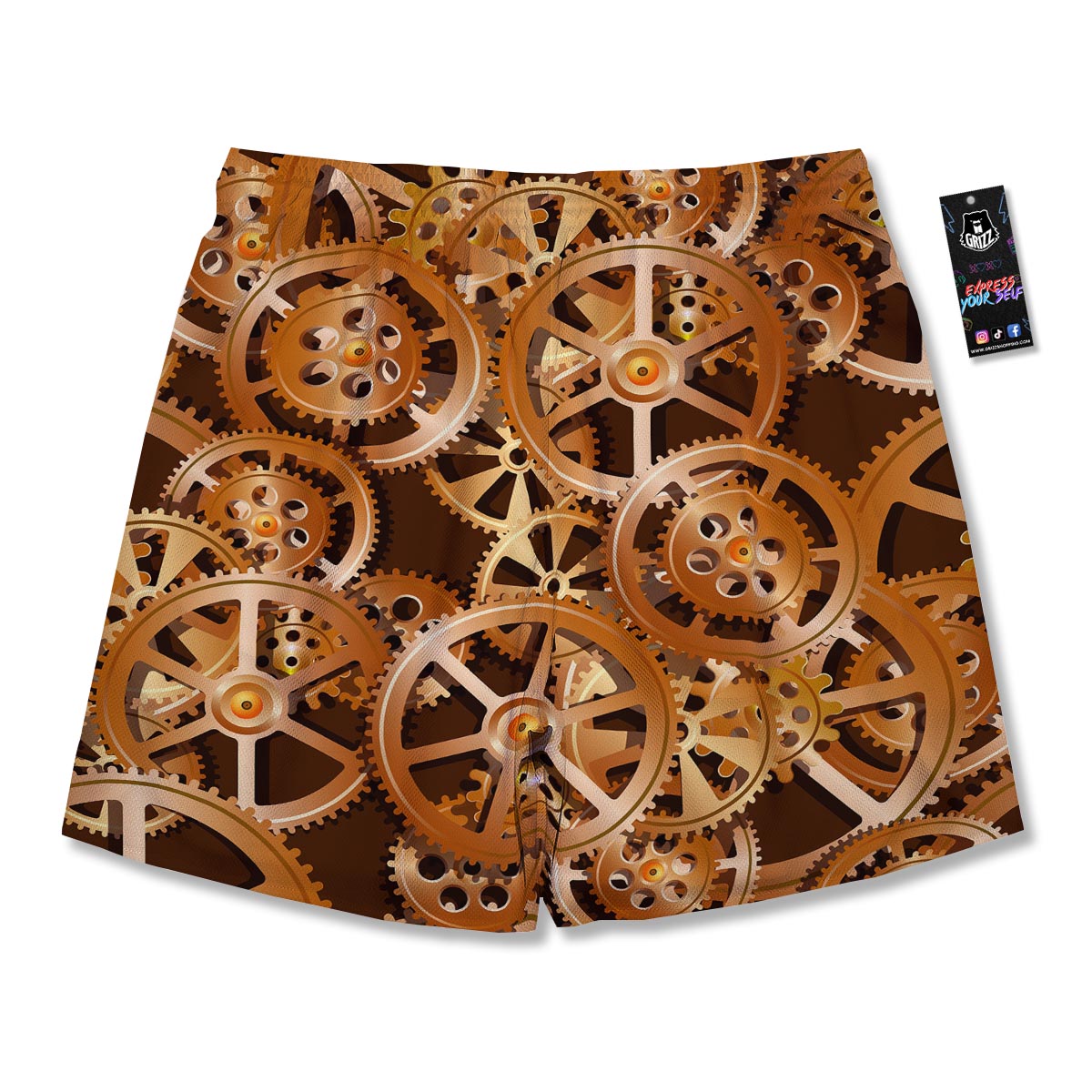Gears And Steampunk Cogs Print Men's Running Shorts-grizzshop