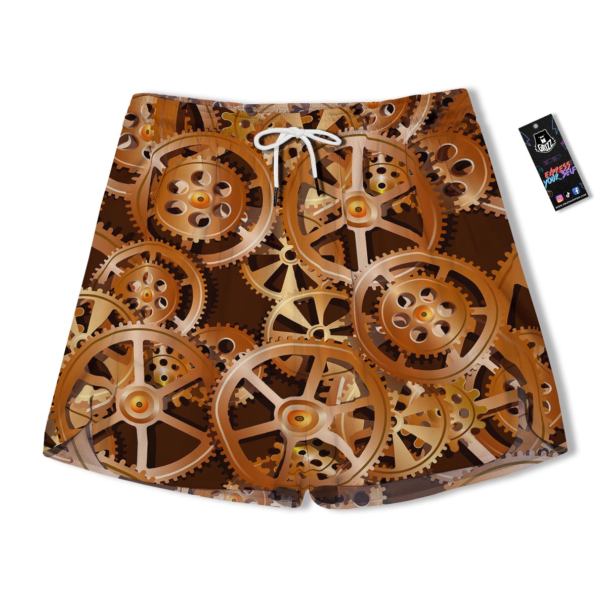 Gears And Steampunk Cogs Print Men's Running Shorts-grizzshop