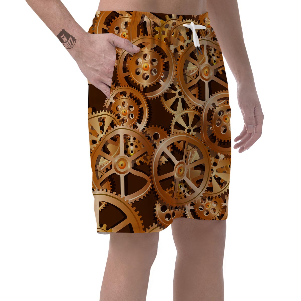 Gears And Steampunk Cogs Print Men's Shorts-grizzshop