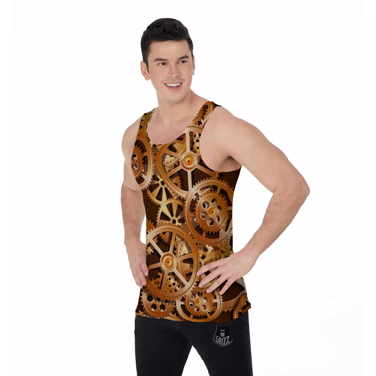 Gears And Steampunk Cogs Print Men's Tank Top-grizzshop