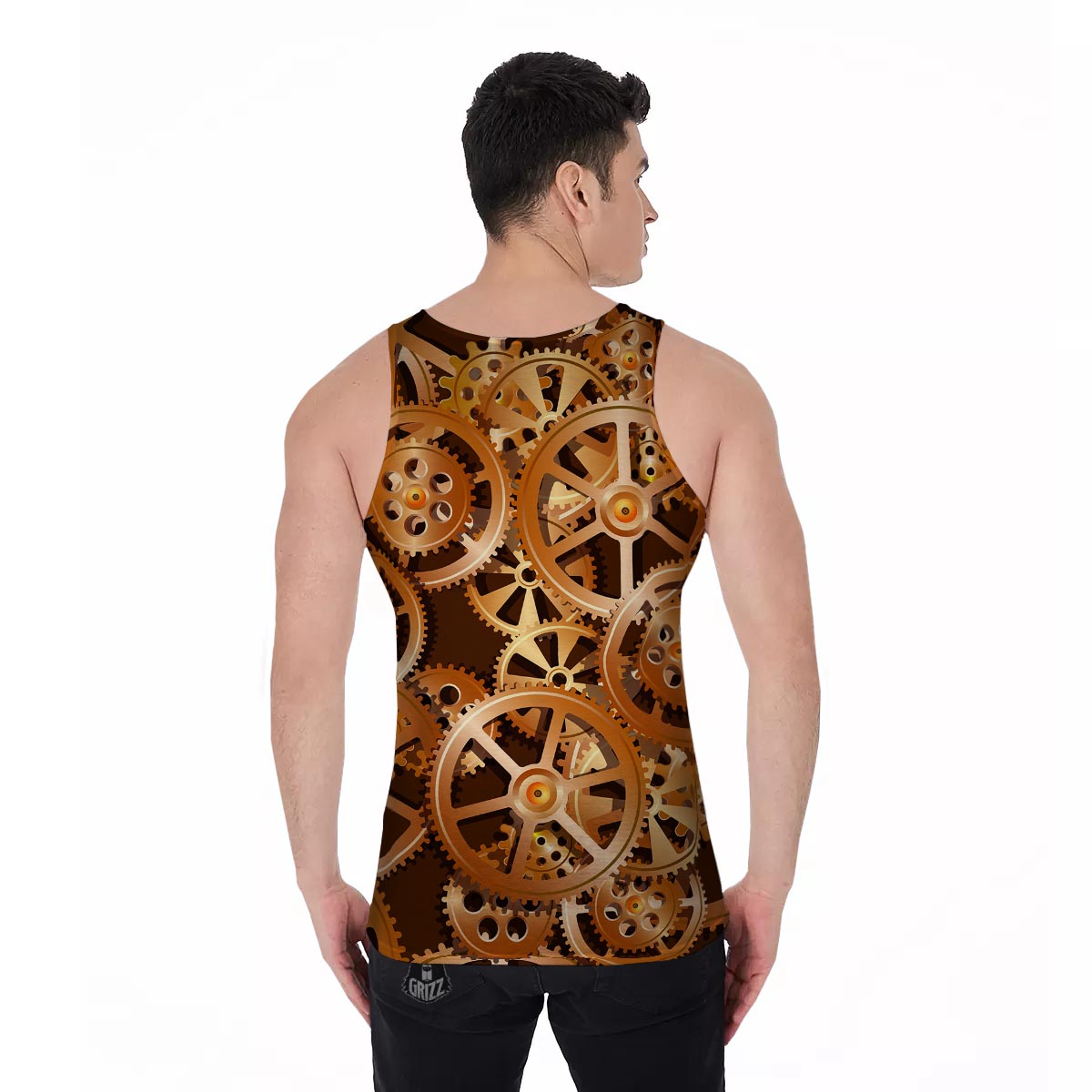 Gears And Steampunk Cogs Print Men's Tank Top-grizzshop