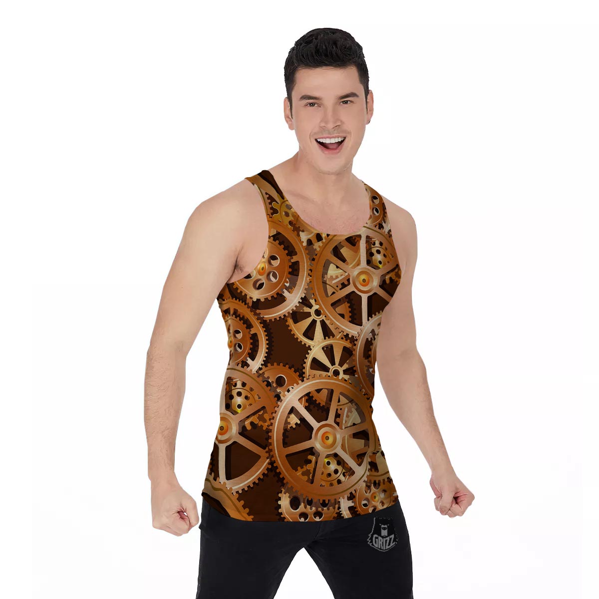 Gears And Steampunk Cogs Print Men's Tank Top-grizzshop