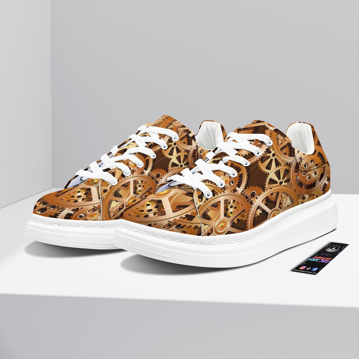 Gears And Steampunk Cogs Print Platform Shoes-grizzshop