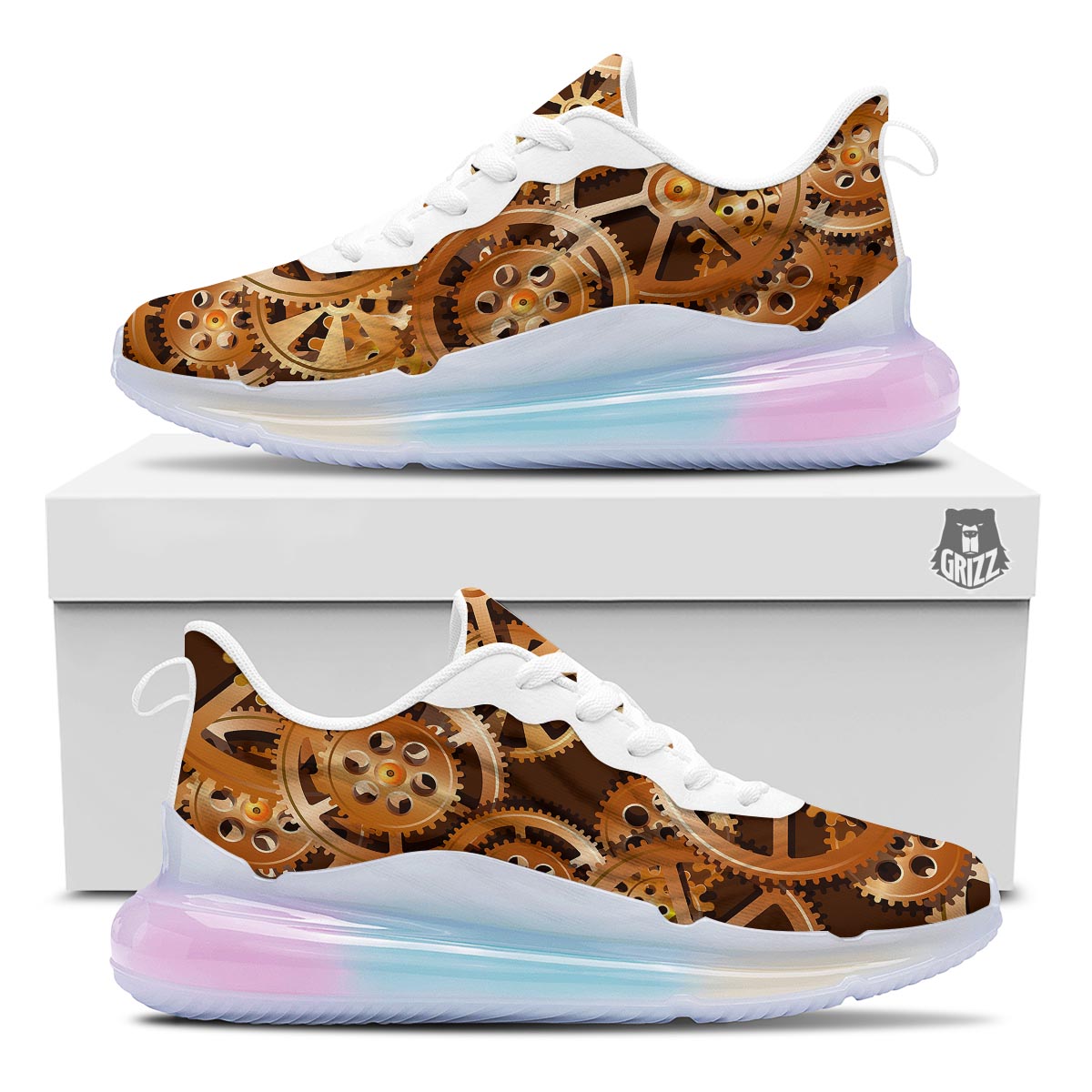 Gears And Steampunk Cogs Print Running Sneakers-grizzshop