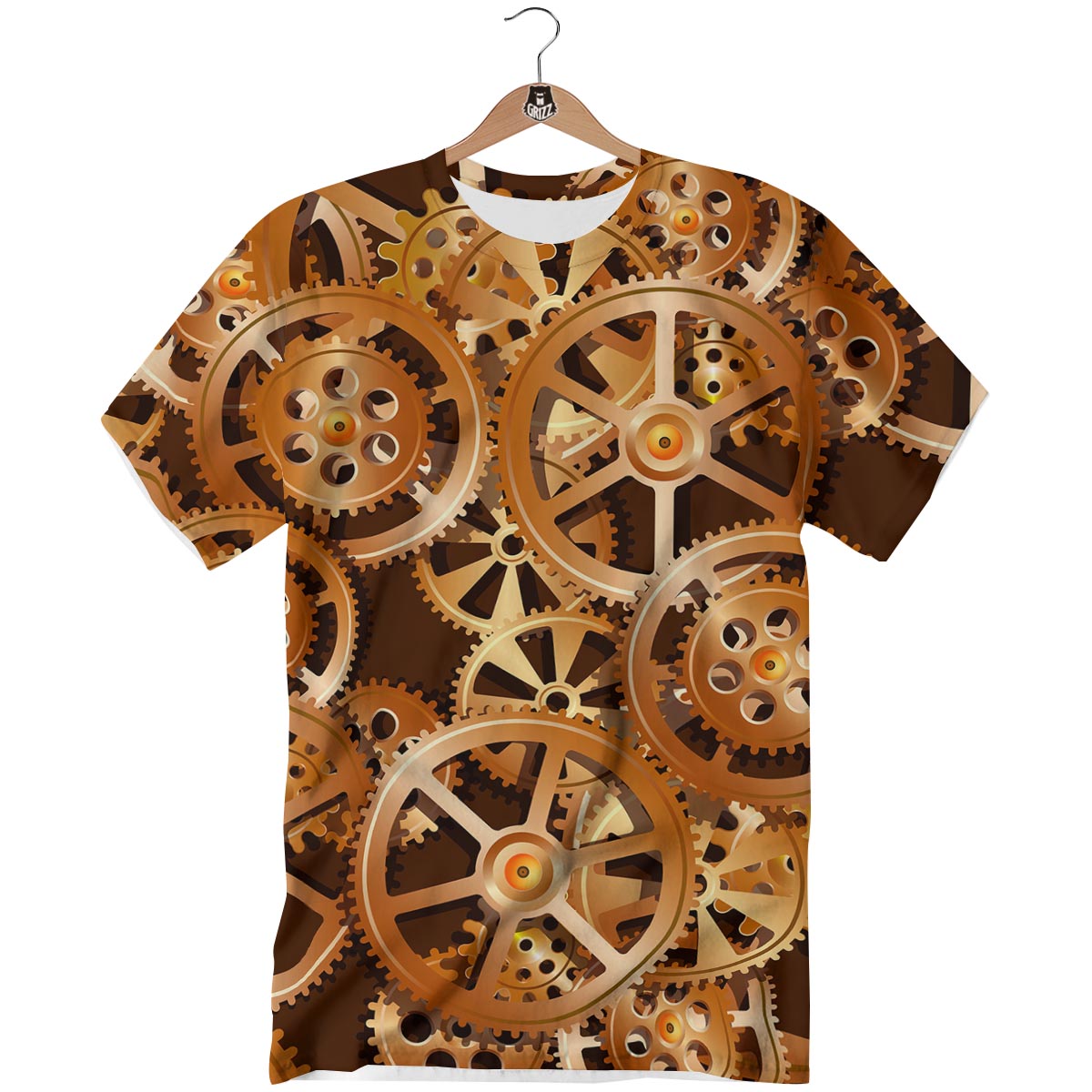Gears And Steampunk Cogs Print T-Shirt-grizzshop