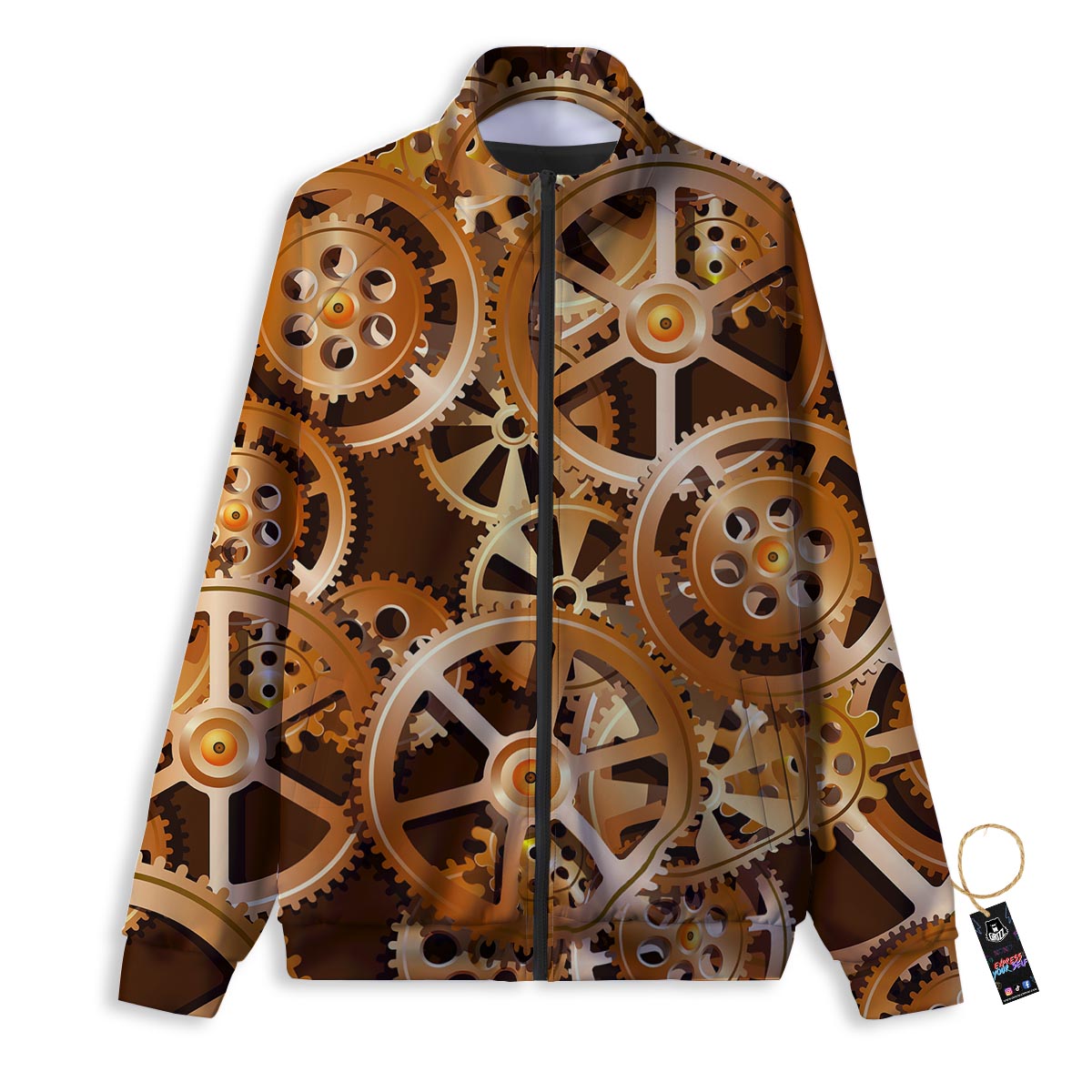 Gears And Steampunk Cogs Print Track Jacket-grizzshop