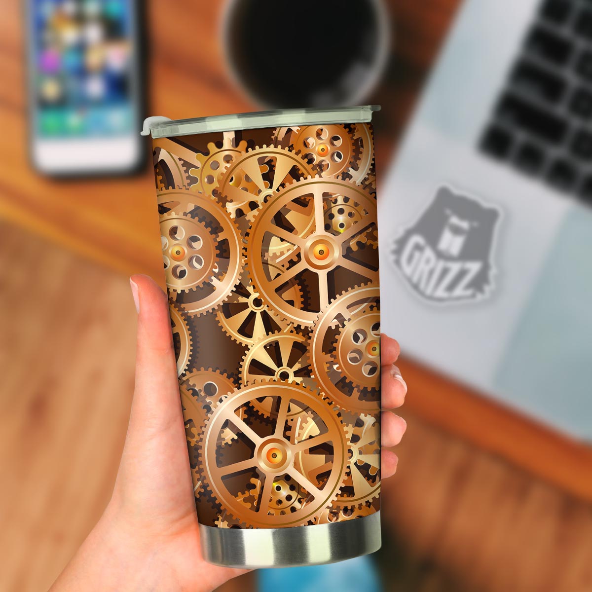 Gears And Steampunk Cogs Print Tumbler-grizzshop