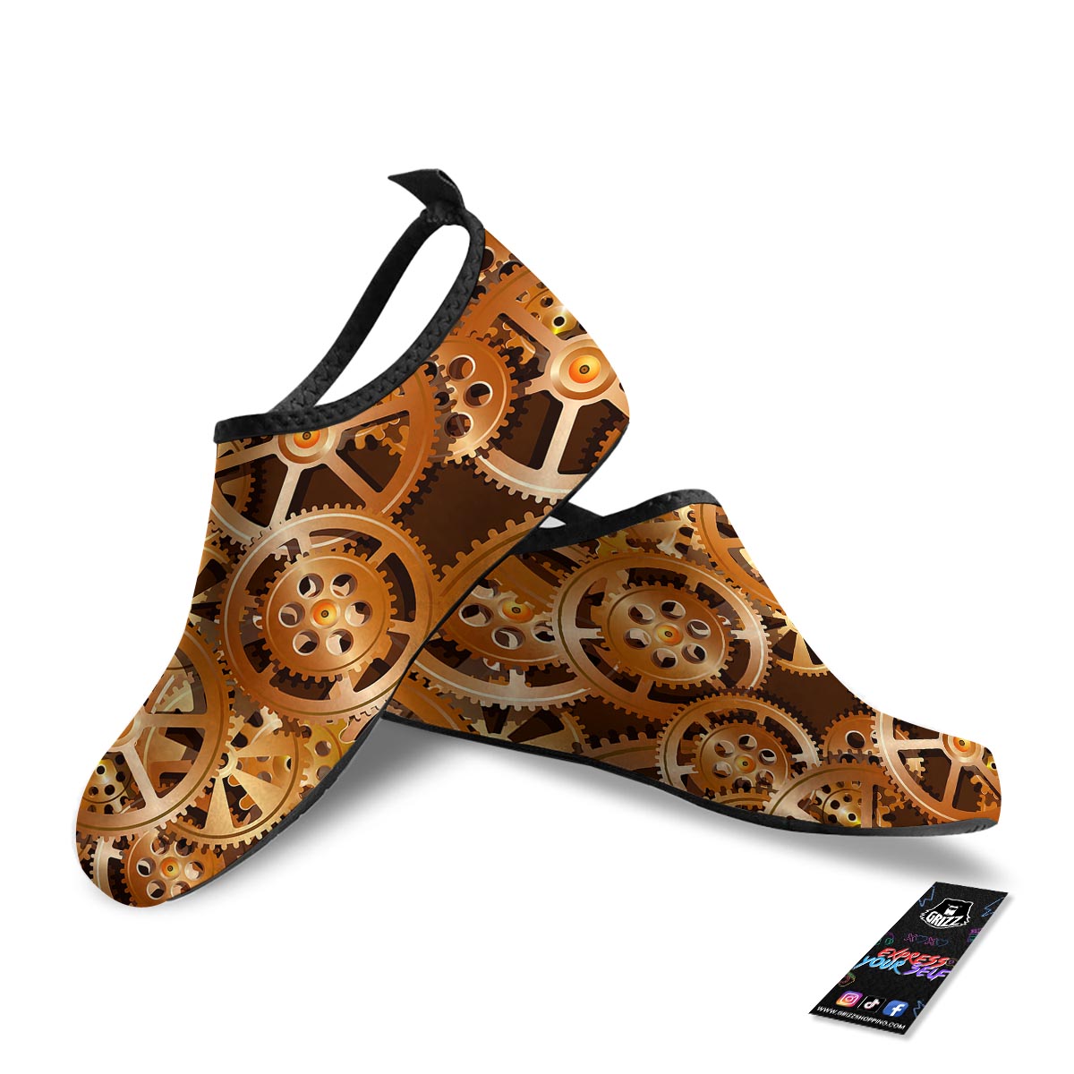 Gears And Steampunk Cogs Print Water Shoes-grizzshop