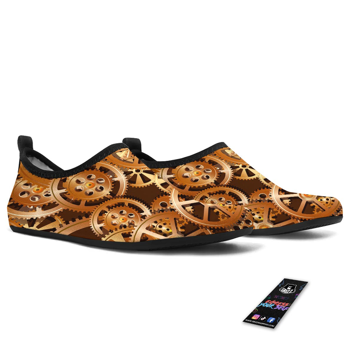 Gears And Steampunk Cogs Print Water Shoes-grizzshop