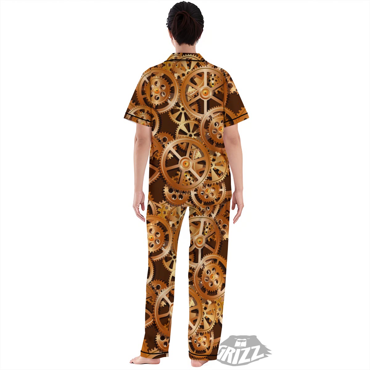 Gears And Steampunk Cogs Print Women's Pajamas Set-grizzshop