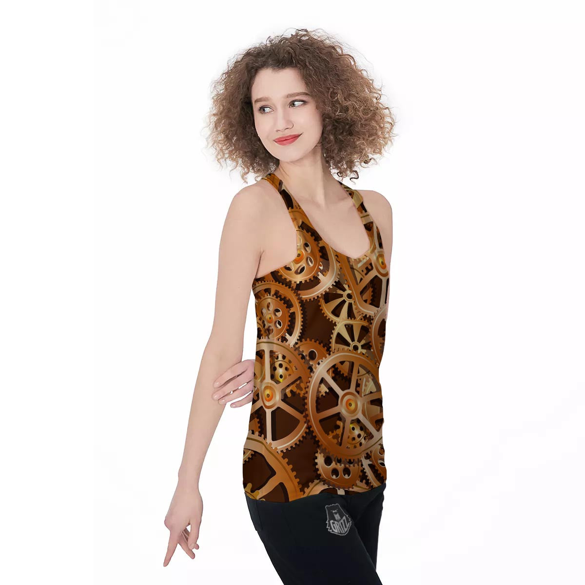 Gears And Steampunk Cogs Print Women's Racerback Tank Top-grizzshop