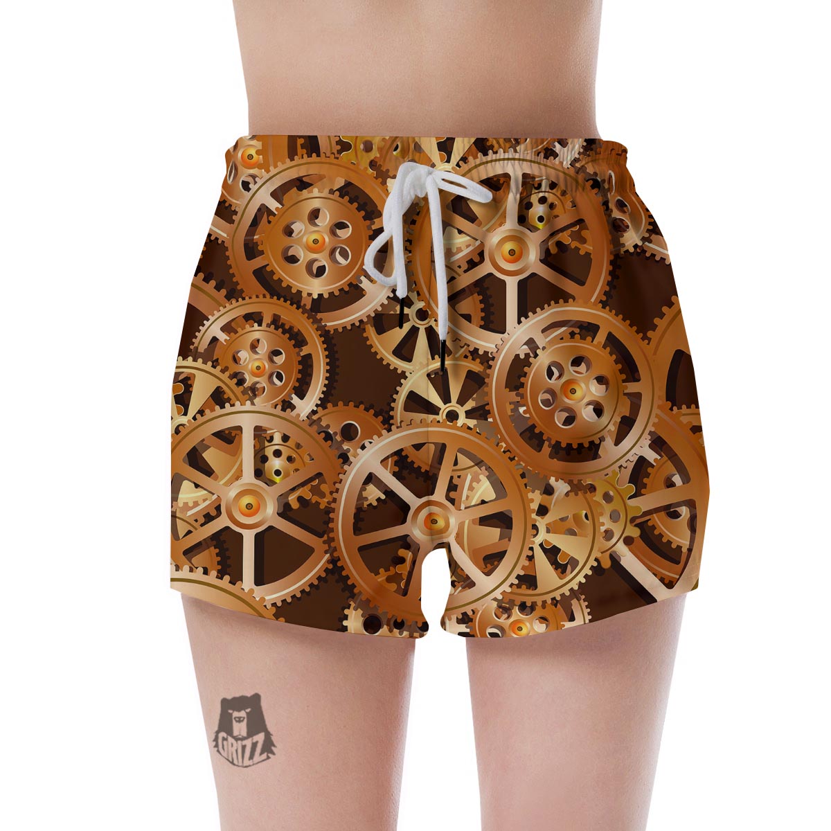 Gears And Steampunk Cogs Print Women's Shorts-grizzshop