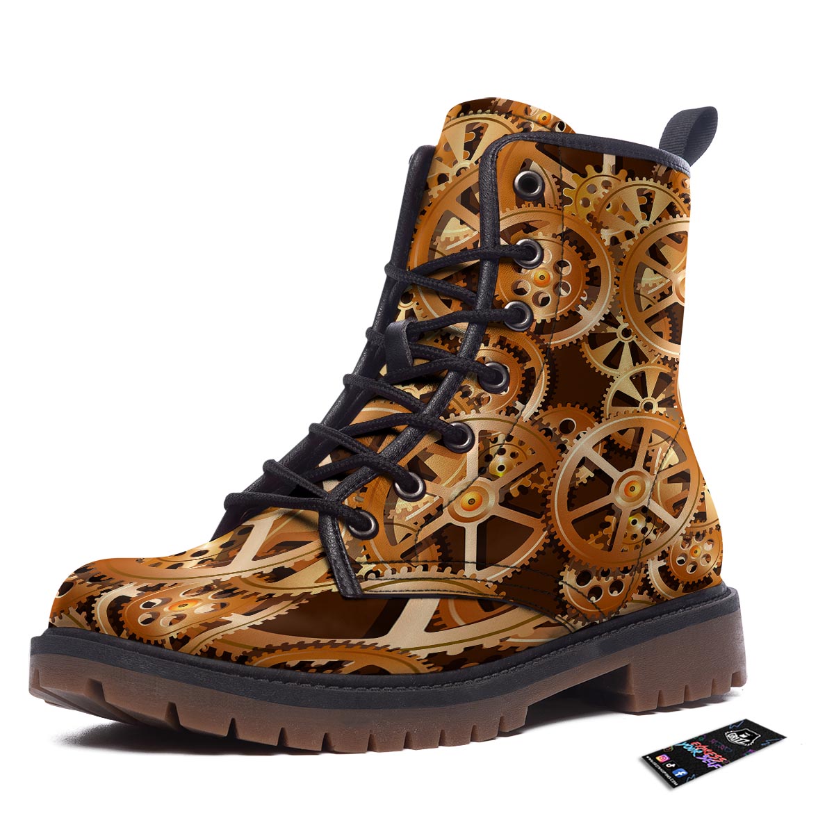 Gears And Steampunk Cogs Print Work Boots-grizzshop