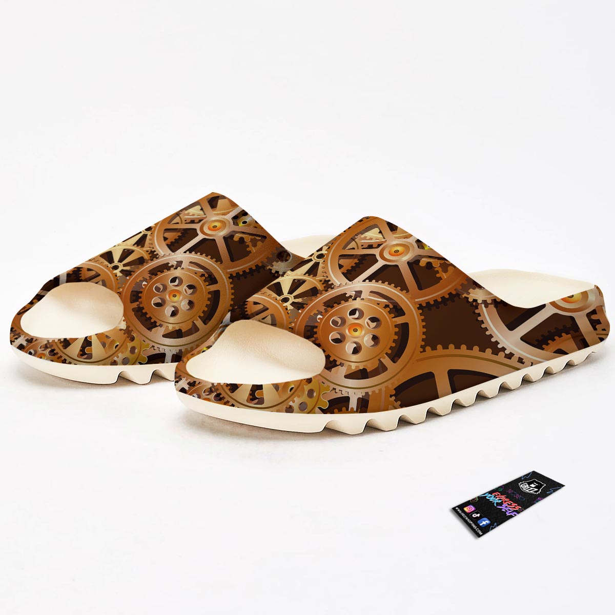 Gears And Steampunk Cogs Print Sandals-grizzshop