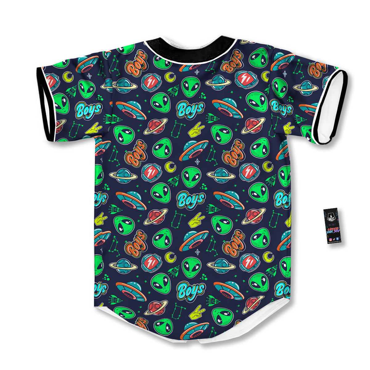 Geen Alien Ufo In Space Print Pattern Baseball Jersey-grizzshop
