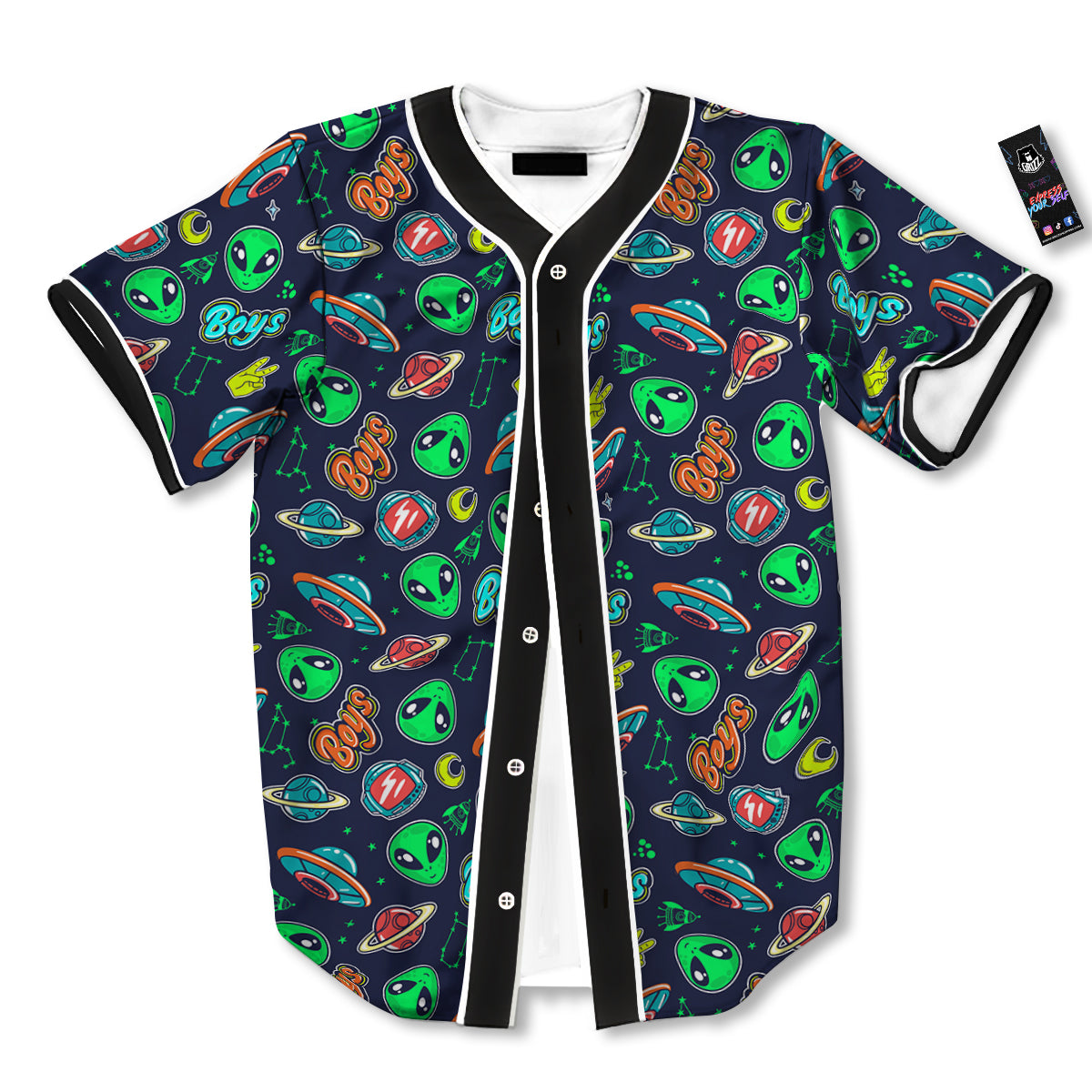 Geen Alien Ufo In Space Print Pattern Baseball Jersey-grizzshop