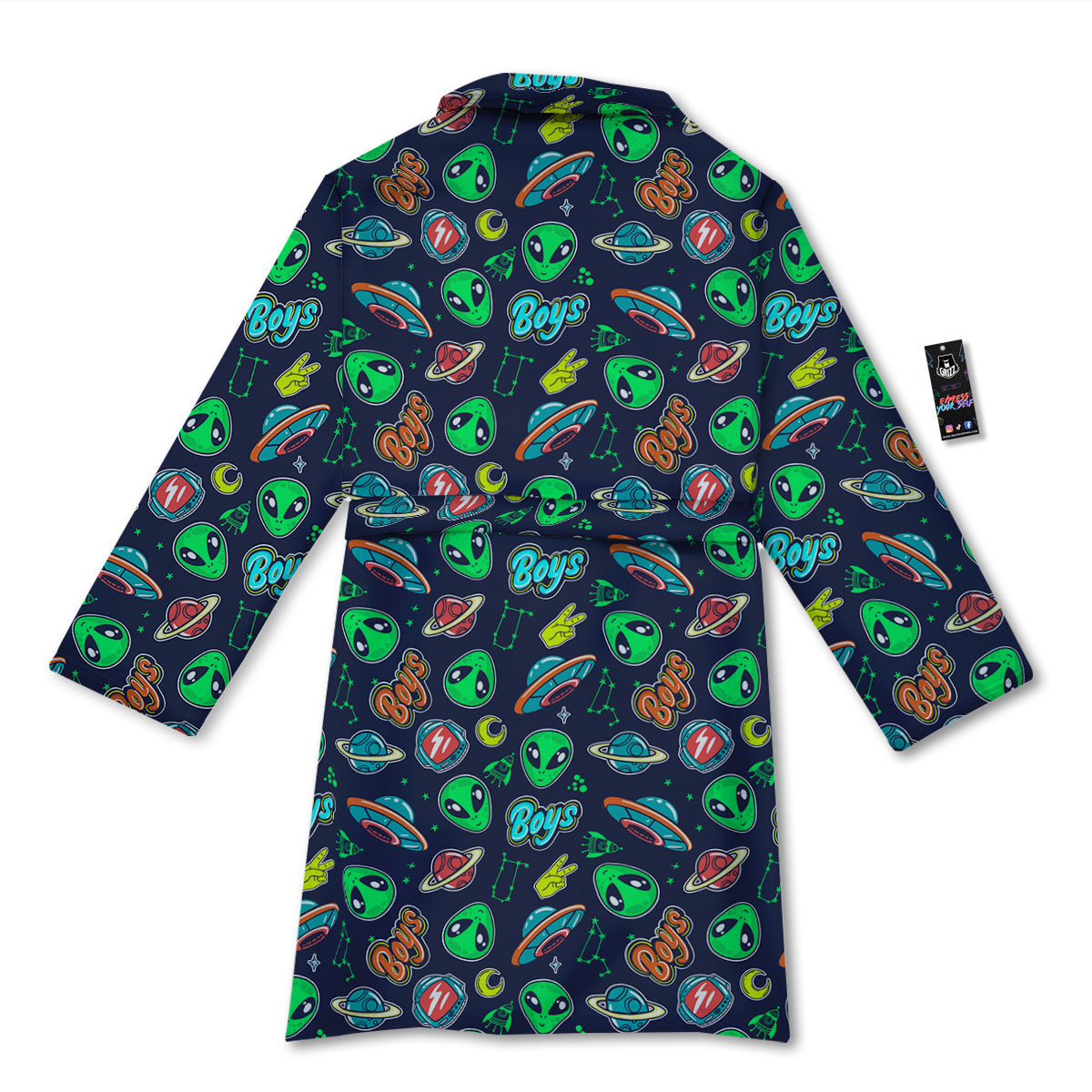 Geen Alien Ufo In Space Print Pattern Bathrobe-grizzshop