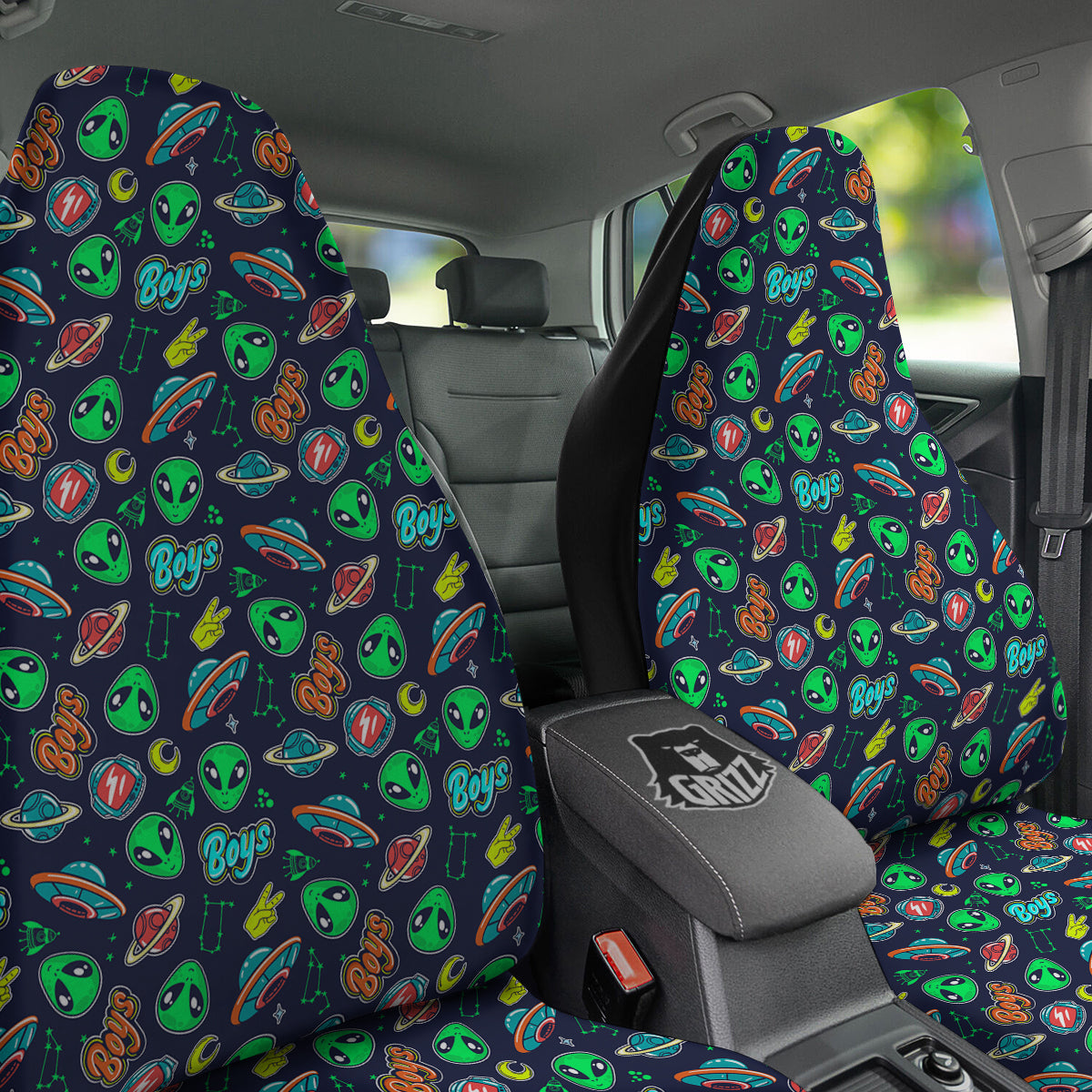 Geen Alien Ufo In Space Print Pattern Car Seat Covers-grizzshop