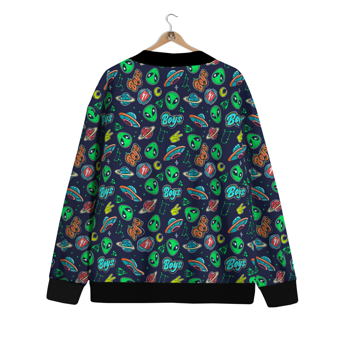 Geen Alien Ufo In Space Print Pattern Cardigan-grizzshop