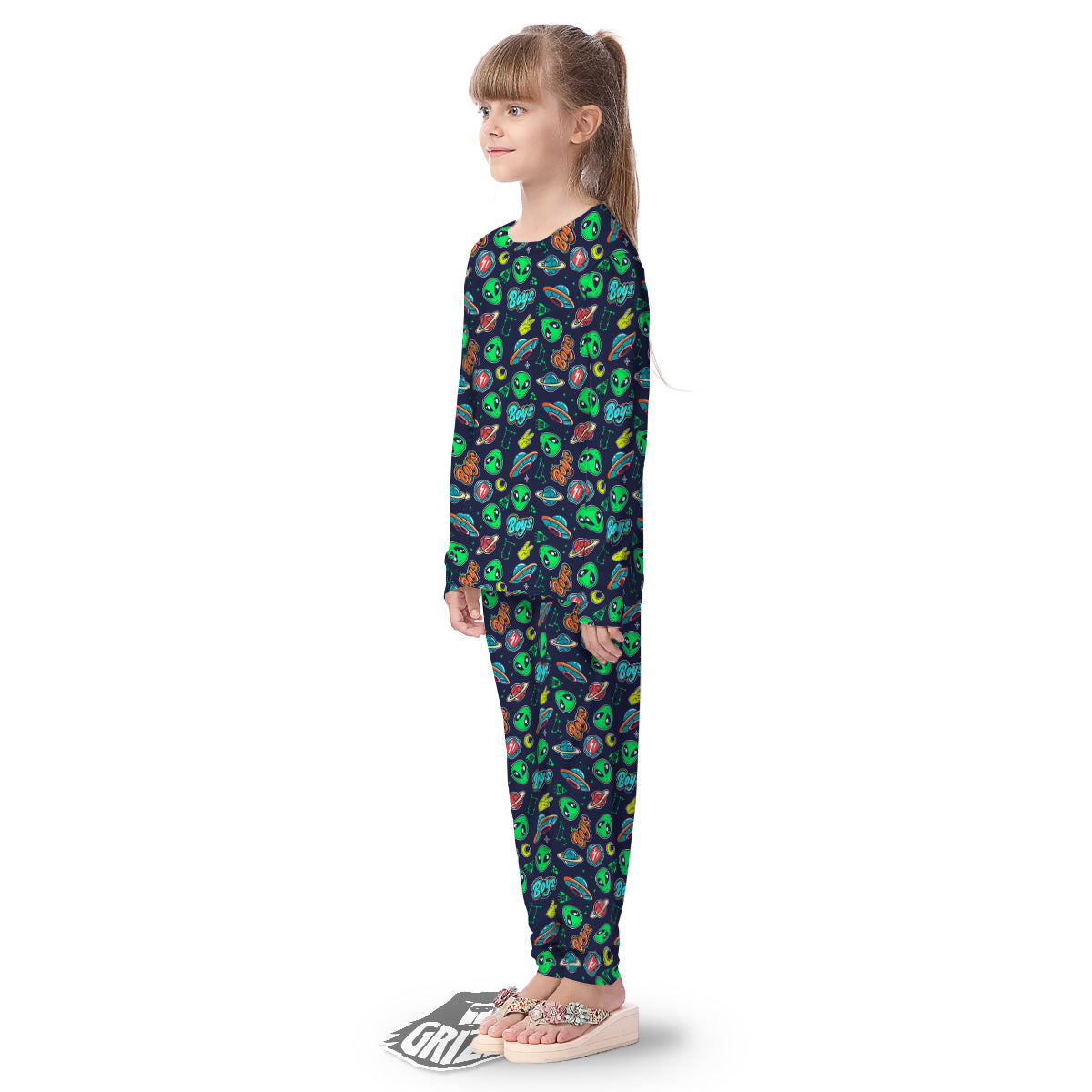 Geen Alien Ufo In Space Print Pattern Kid's Pajamas-grizzshop