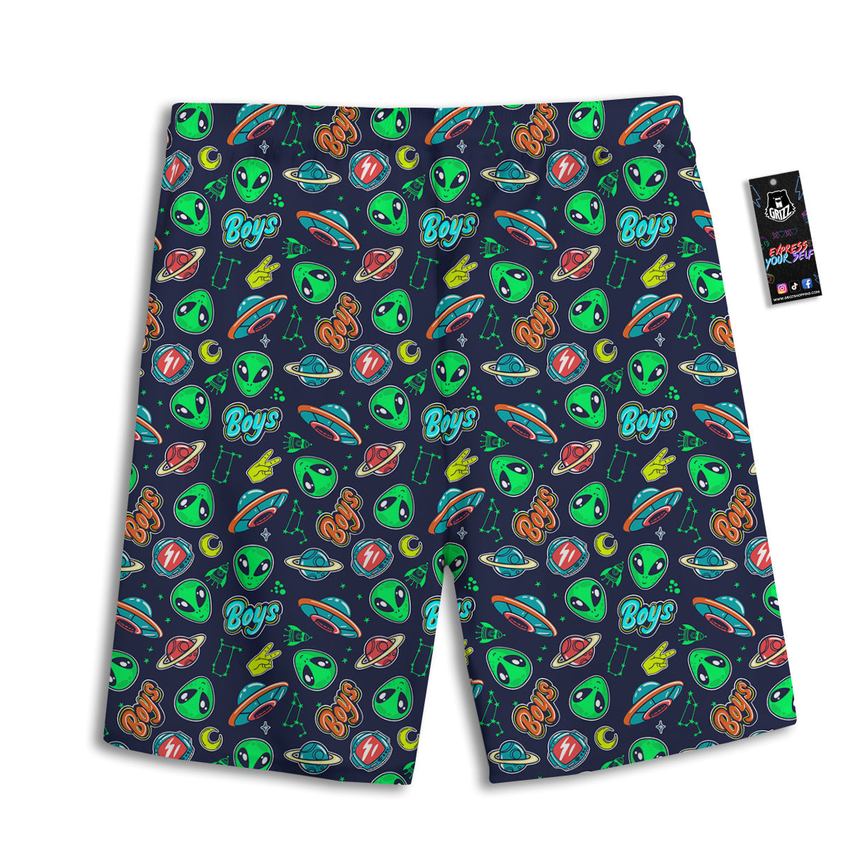 Geen Alien Ufo In Space Print Pattern Men's Athletic Shorts