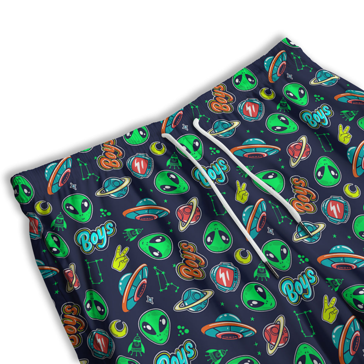 Geen Alien Ufo In Space Print Pattern Men's Athletic Shorts