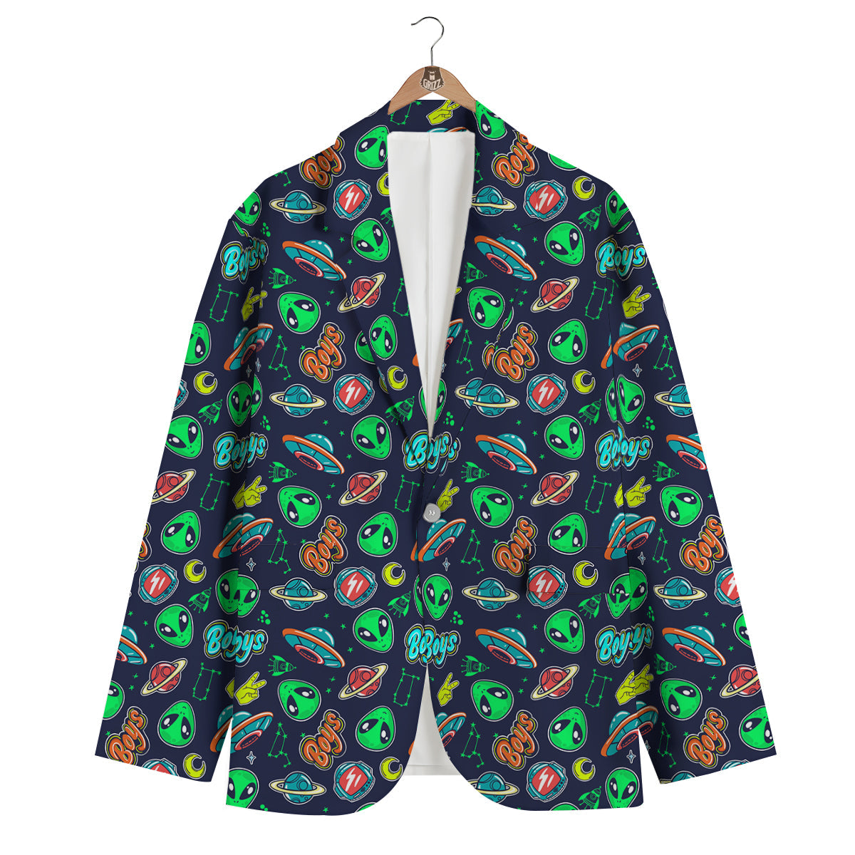 Geen Alien Ufo In Space Print Pattern Men's Blazer-grizzshop