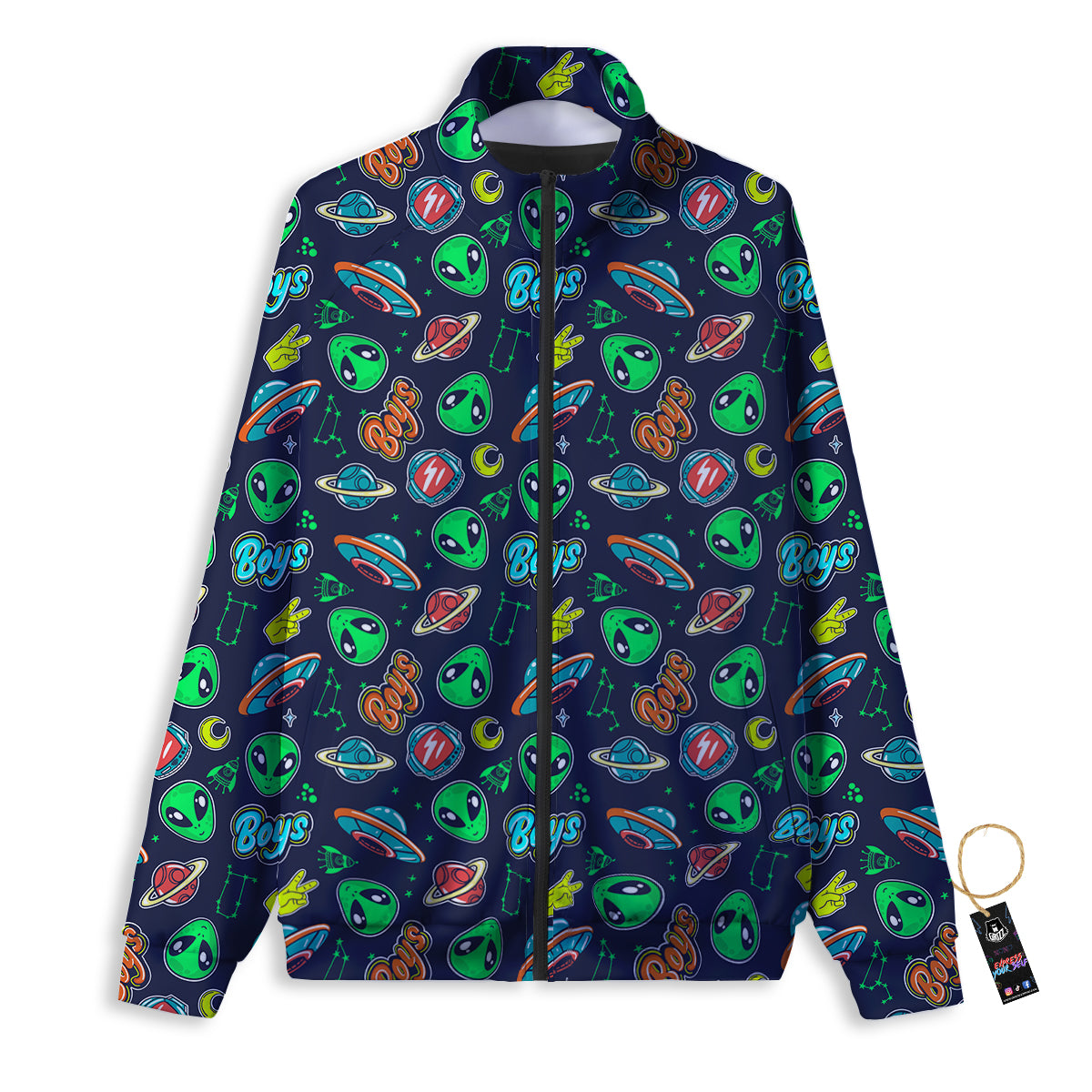 Geen Alien Ufo In Space Print Pattern Track Jacket-grizzshop