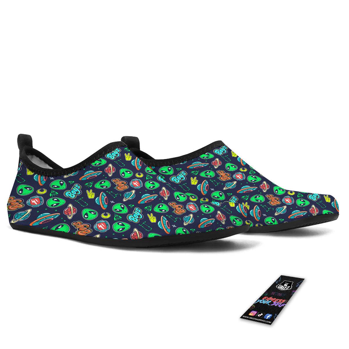Geen Alien Ufo In Space Print Pattern Water Shoes-grizzshop