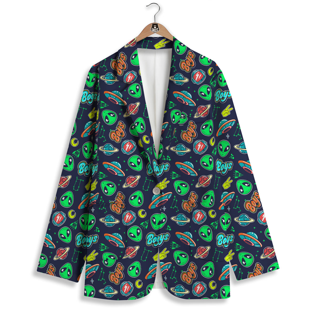 Geen Alien Ufo In Space Print Pattern Women's Blazer-grizzshop