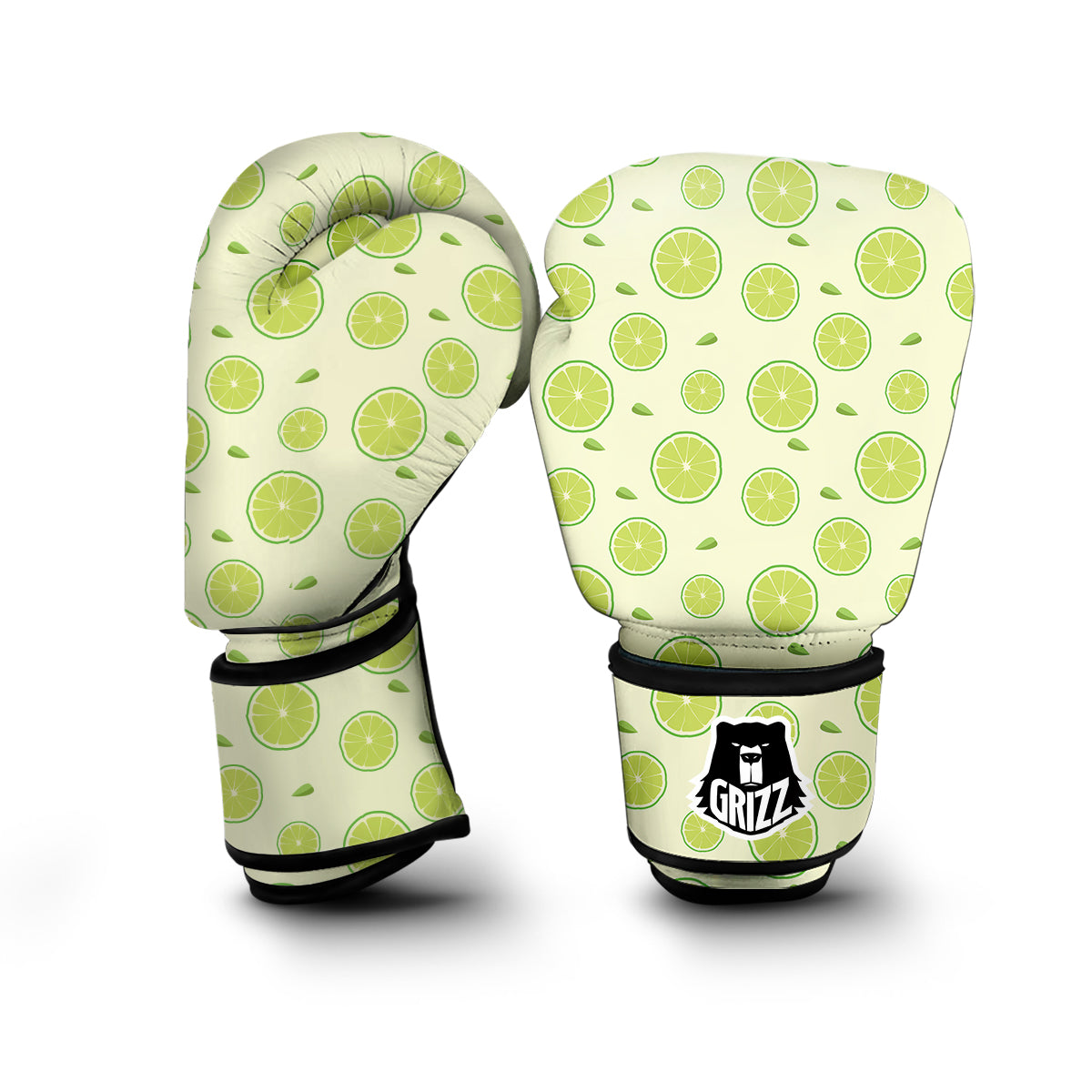 Geen Lime Sliced Print Pattern Boxing Gloves-grizzshop