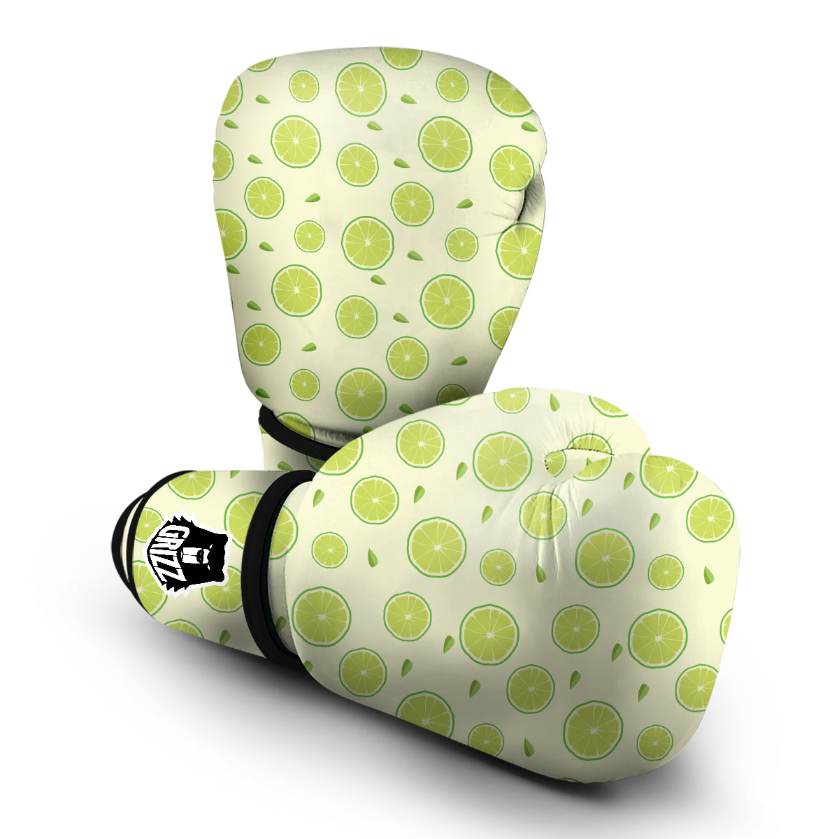 Geen Lime Sliced Print Pattern Boxing Gloves-grizzshop