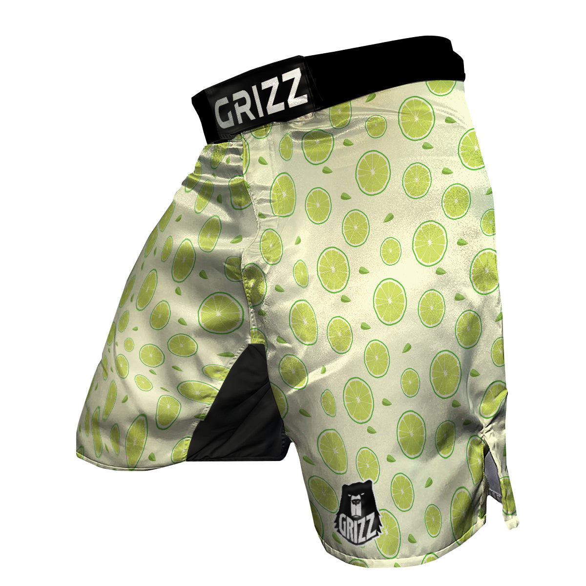 Geen Lime Sliced Print Pattern MMA Shorts-grizzshop