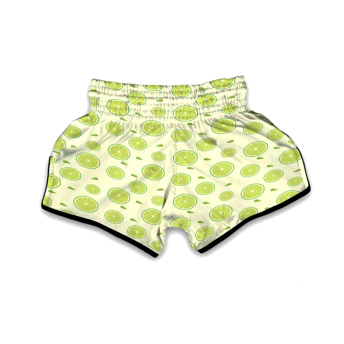 Geen Lime Sliced Print Pattern Muay Thai Boxing Shorts-grizzshop