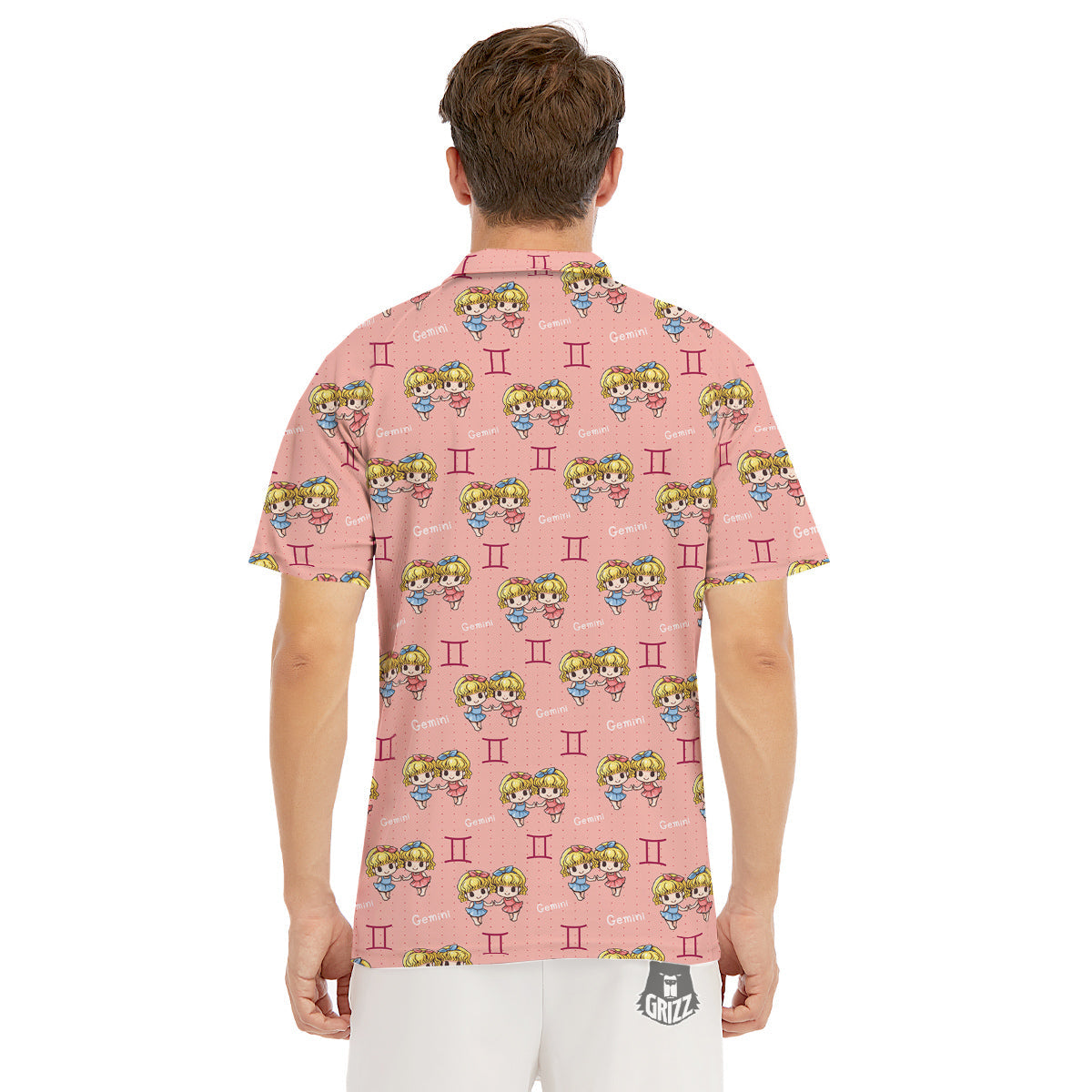 Gemini Cute Cartoon Print Pattern Men's Golf Shirts-grizzshop