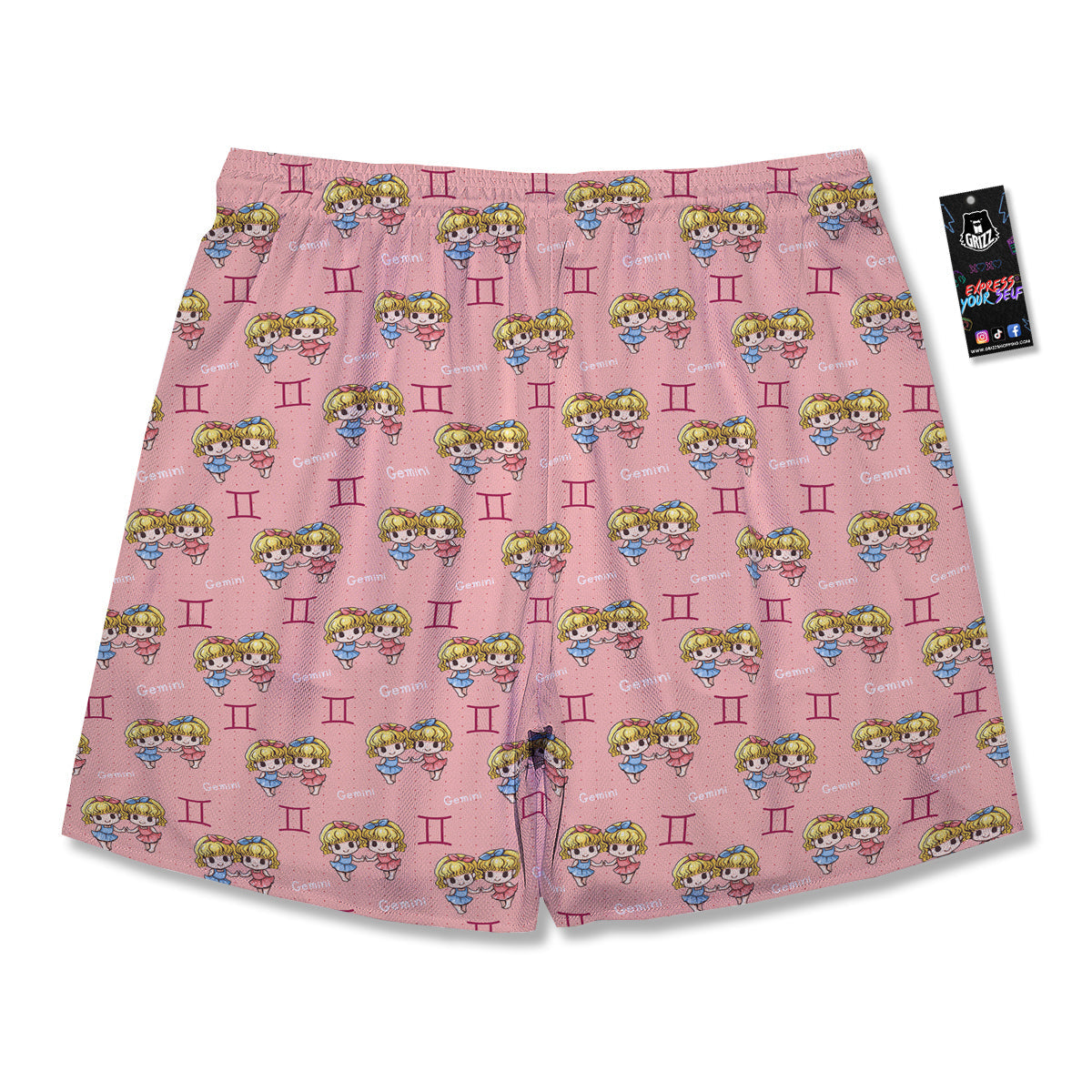 Gemini Cute Cartoon Print Pattern Men's Running Shorts-grizzshop