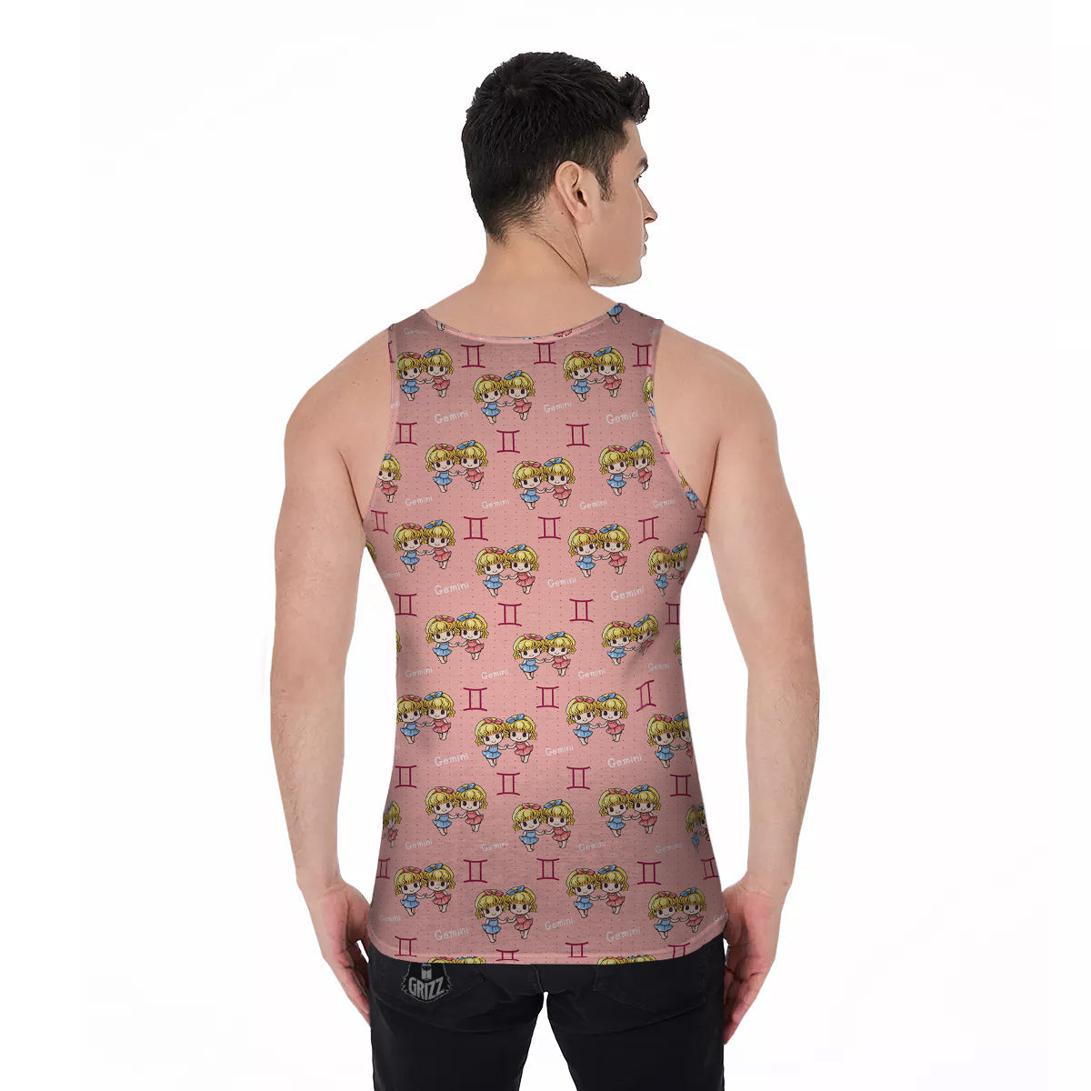 Gemini Cute Cartoon Print Pattern Men's Tank Top-grizzshop