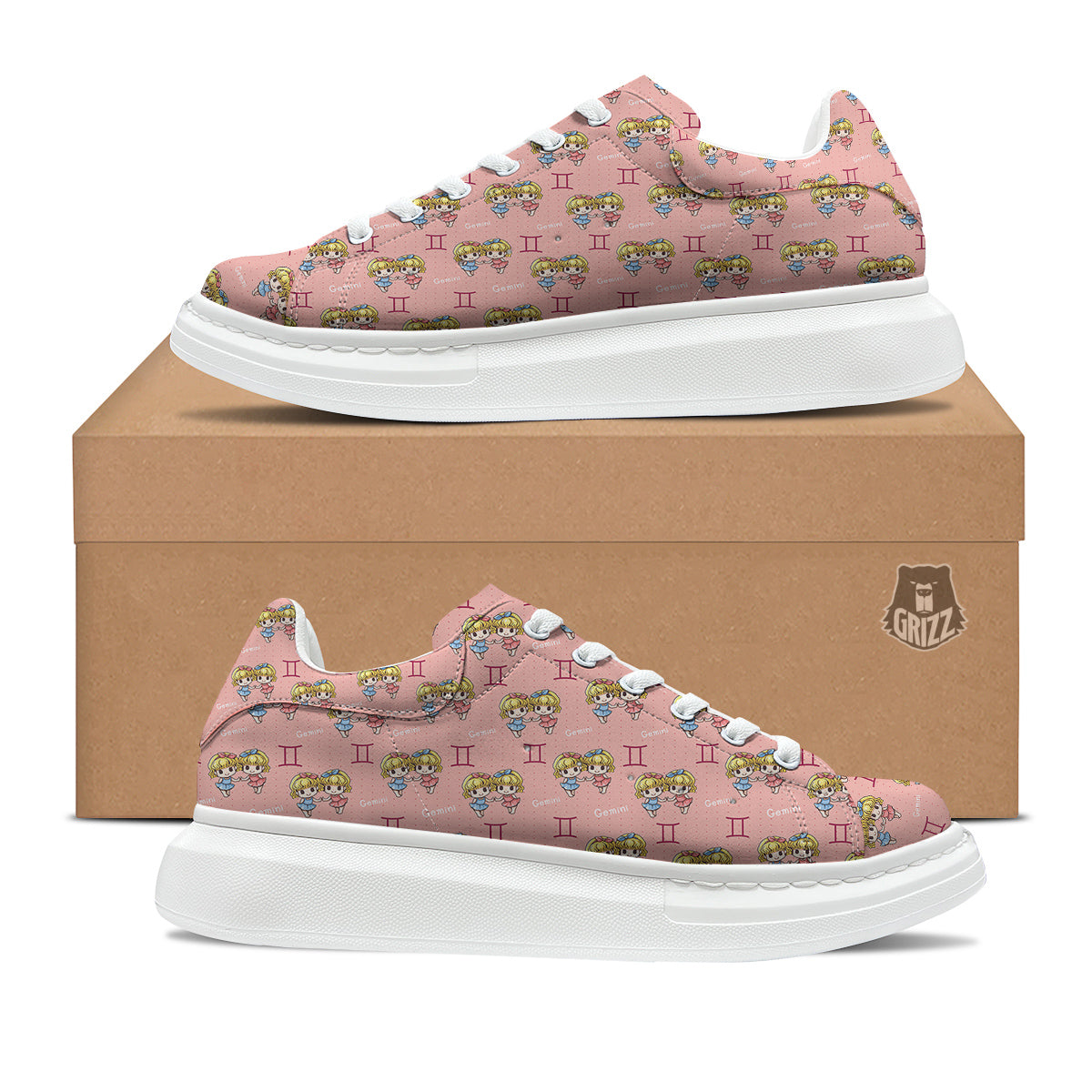Gemini Cute Cartoon Print Pattern Platform Shoes-grizzshop