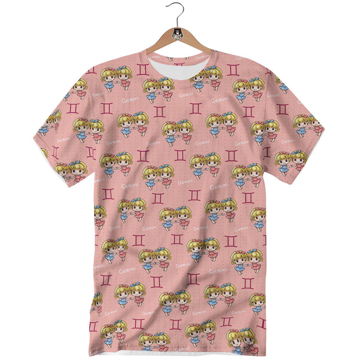 Gemini Cute Cartoon Print Pattern T-Shirt-grizzshop