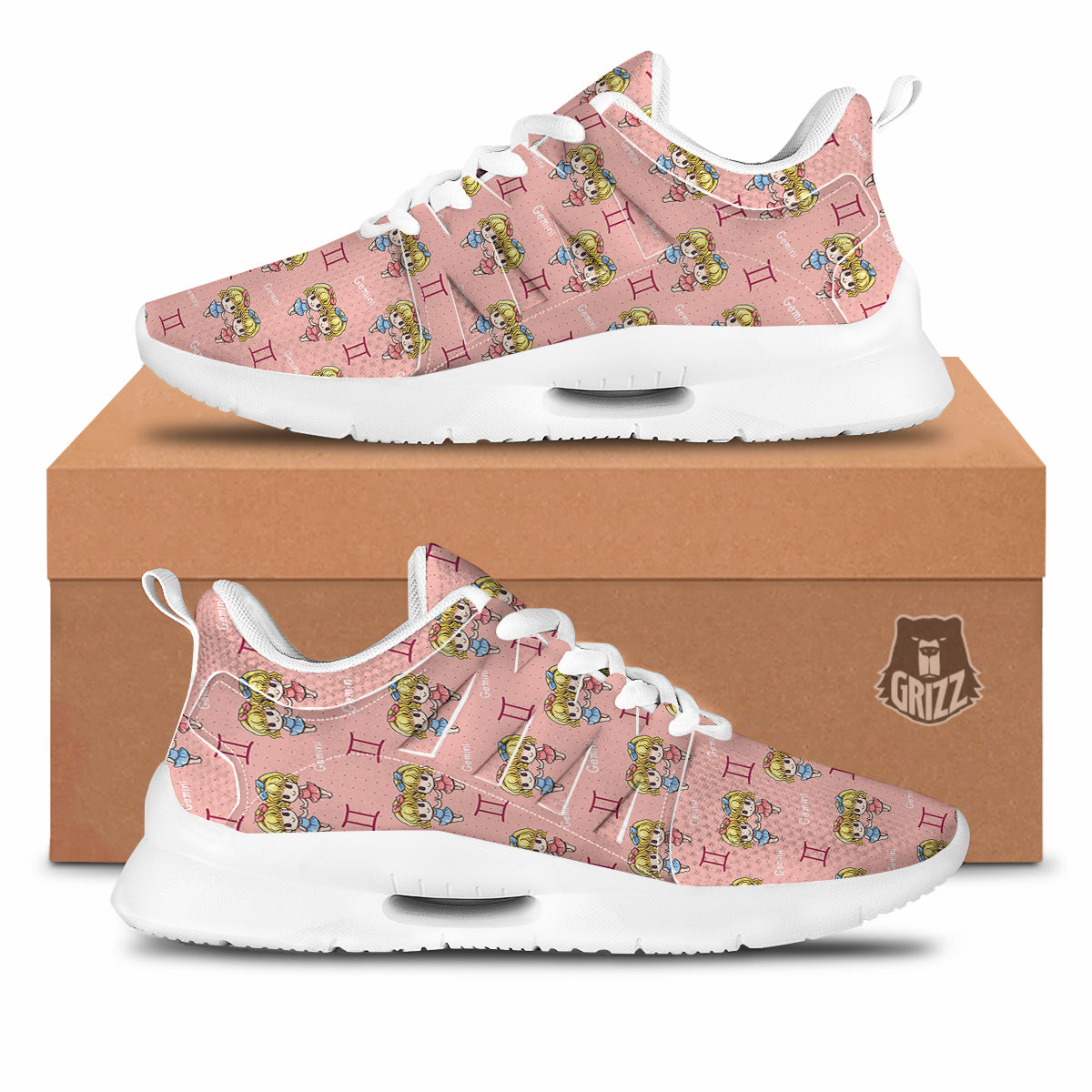 Gemini Cute Cartoon Print Pattern Tennis Shoes-grizzshop