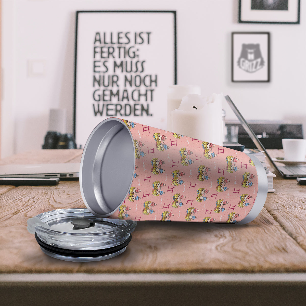 Gemini Cute Cartoon Print Pattern Tumbler-grizzshop