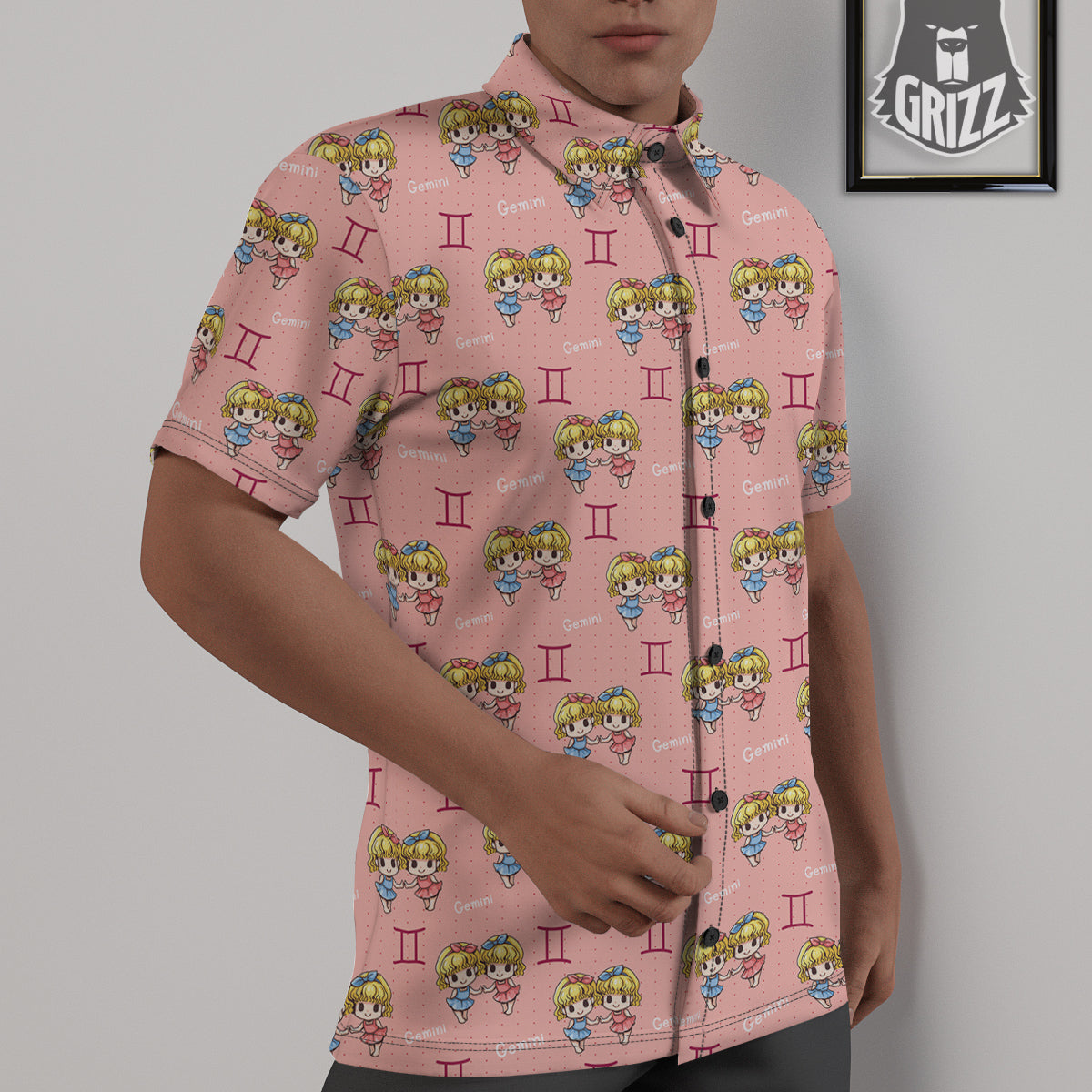 Gemini Cute Cartoon Print Pattern Untucked Shirts-grizzshop