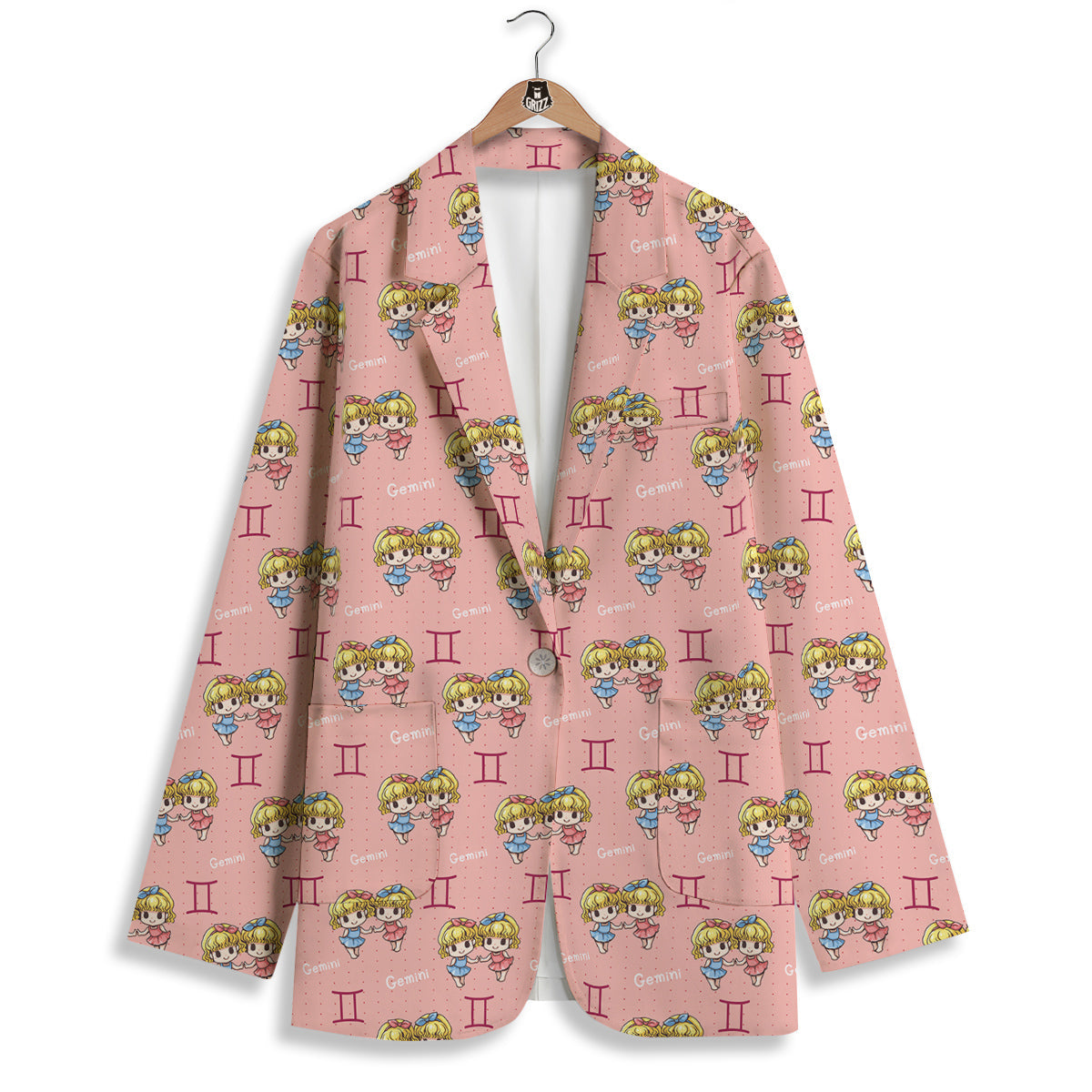 Gemini Cute Cartoon Print Pattern Women's Blazer-grizzshop